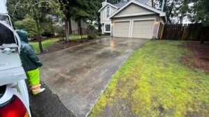 Pressure washing driveway services with Spruce Goose
